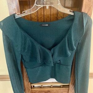 Fashion Nova green Ruffle Blouse